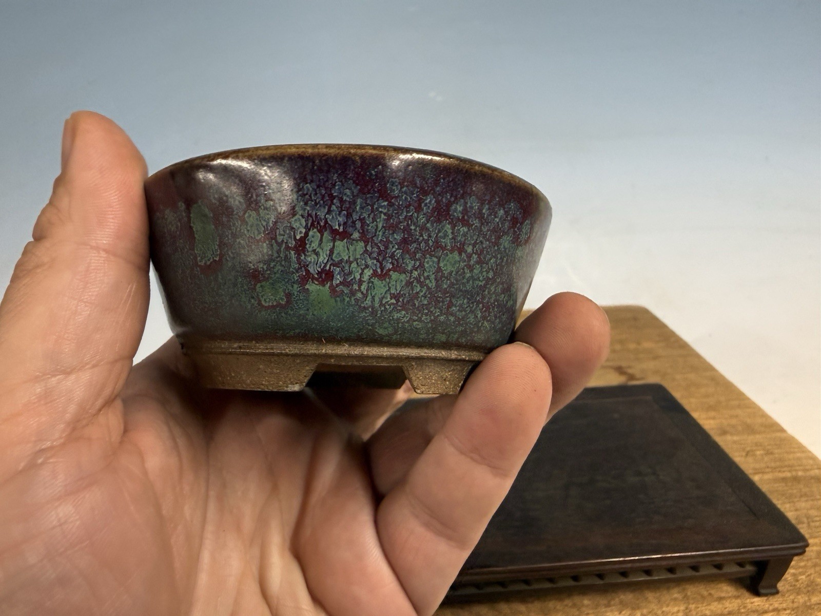 Japanese Unknown Maker Shohin Bonsai Tree Pot 3 5/8 By 1 5/8” Beautiful Glaze!!!