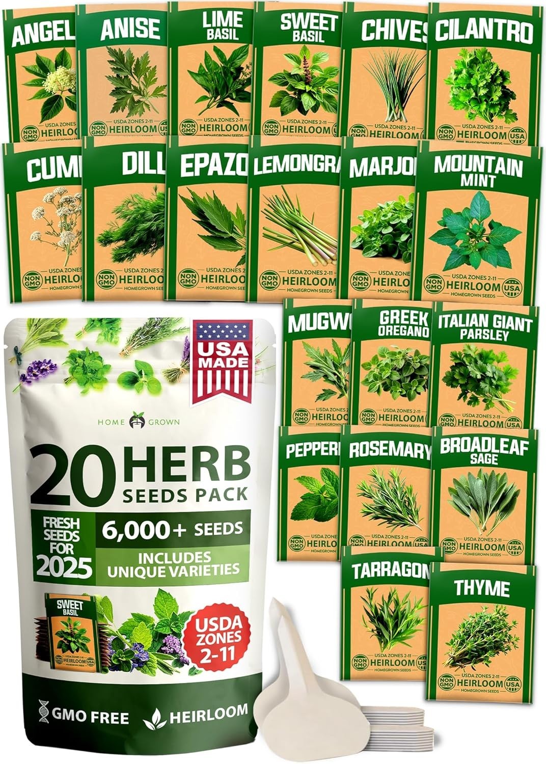 20 Culinary & Medicinal Herb Seeds – Non-GMO & Hydrophonic Friendly Variety Pack
