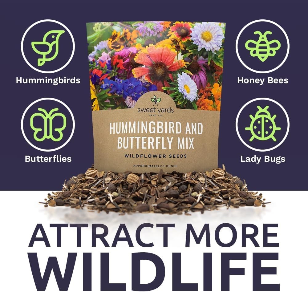 Large 1 Ounce Wildflower Seed Mix – 23 Perennial & Annual Species for Gardens