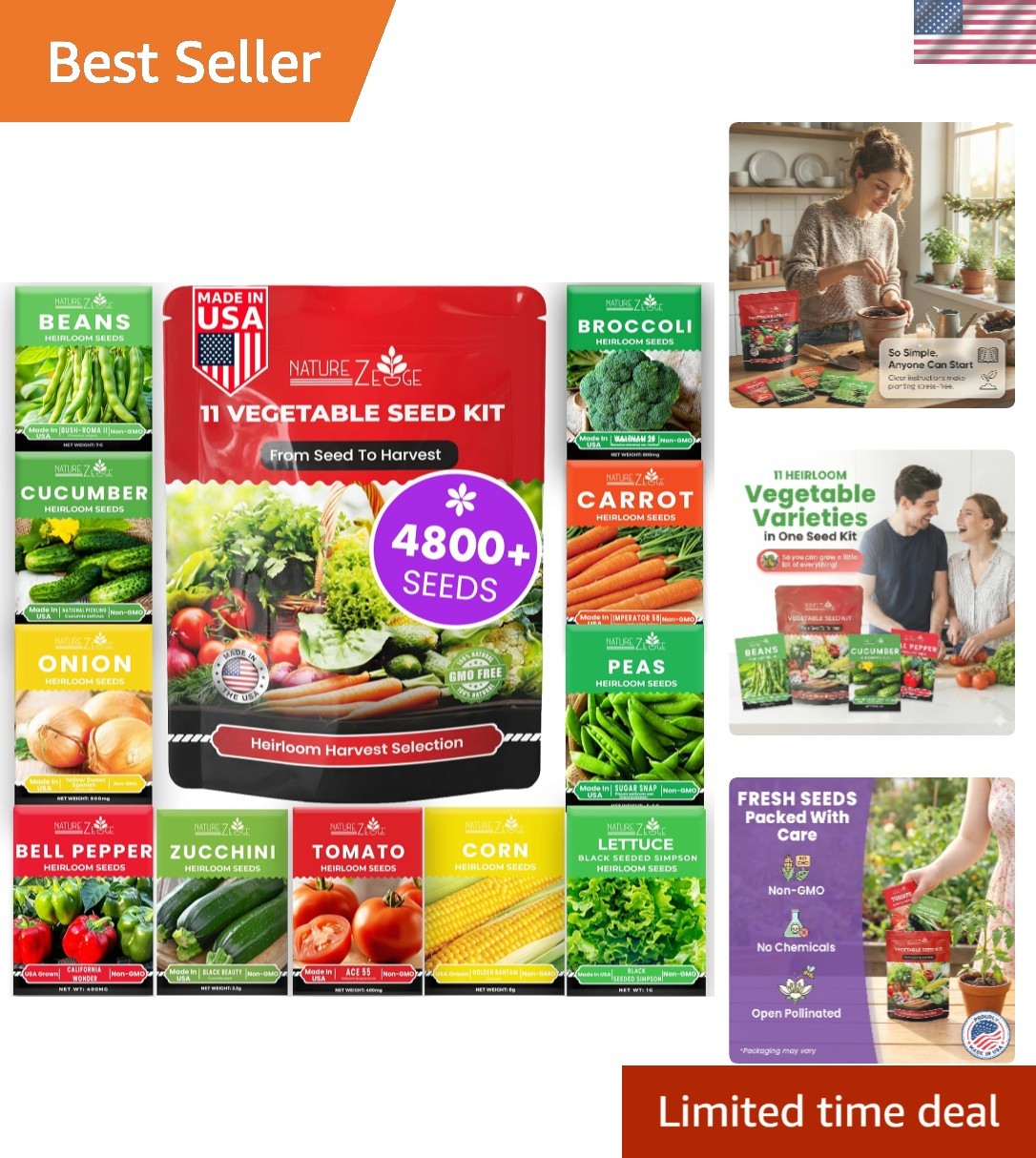 11 Heirloom Seeds Variety Pack for Vegetable Gardening – Non-GMO & High Yield