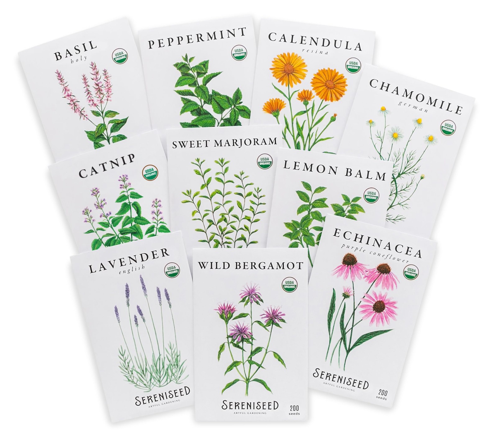 Sereniseed Certified Organic Herbal Tea Seed Collection (10-Pack) – 10-Pack