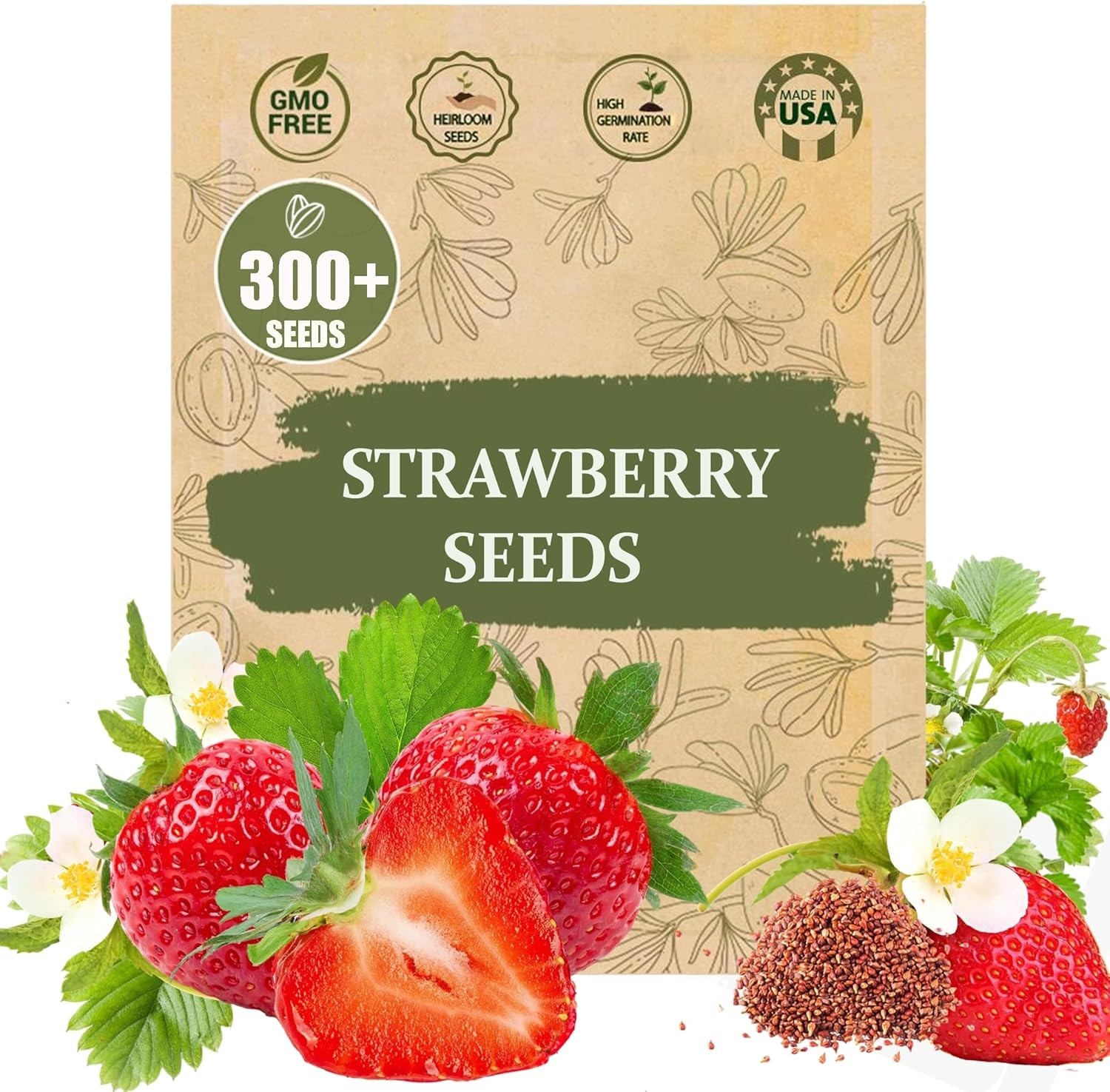 300 Juicy, Sweet Heirloom Strawberry Seeds – High Germination Rate for Beginners