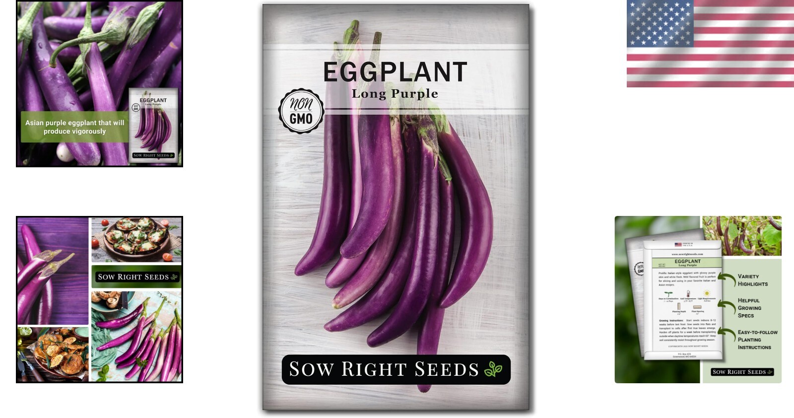 Long Purple Eggplant Seeds Non-GMO Heirloom 400mg Outdoor Vegetable Garden