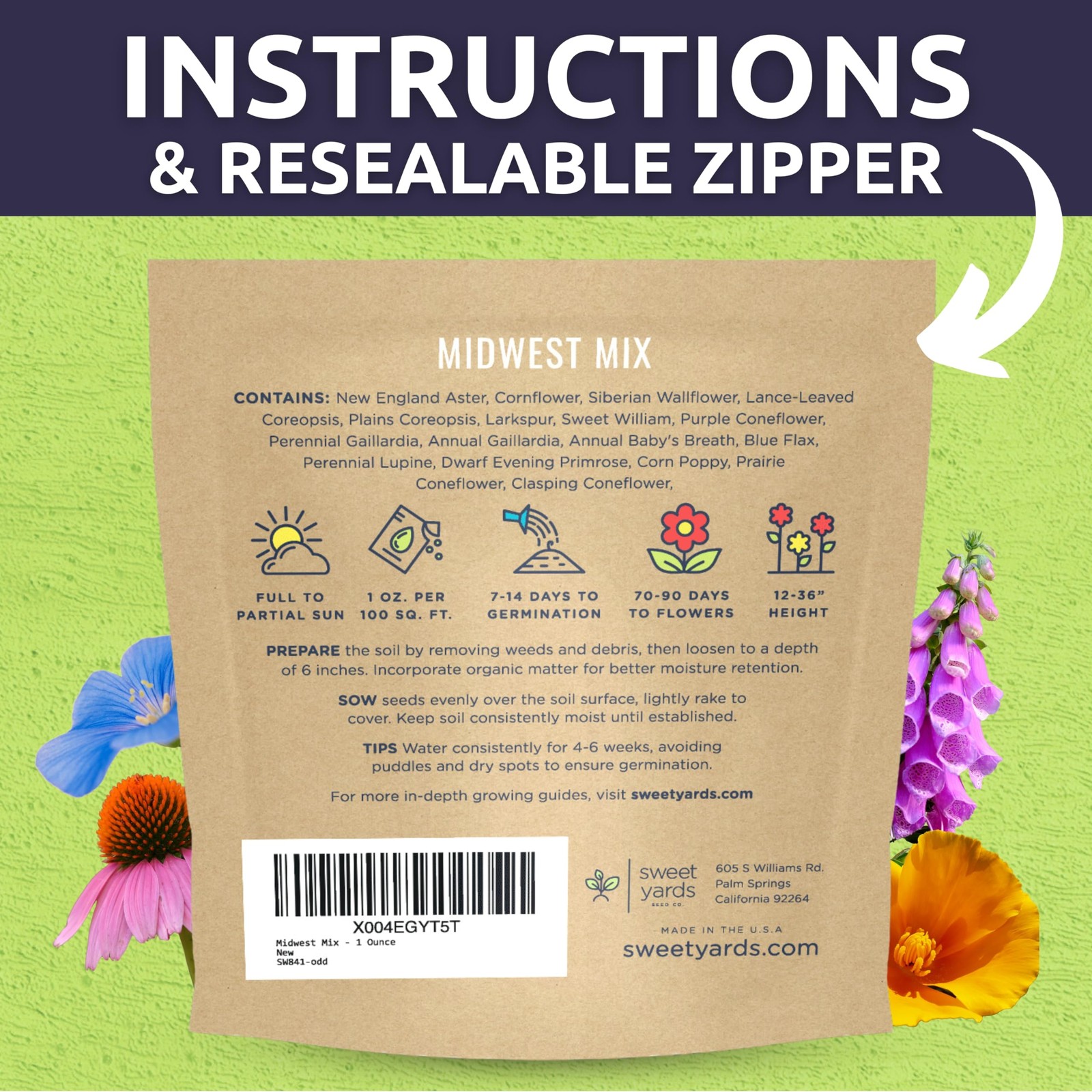 Midwest Regional Mix – Large 1 Ounce Packet – 15,000 1 (Pack of 1)