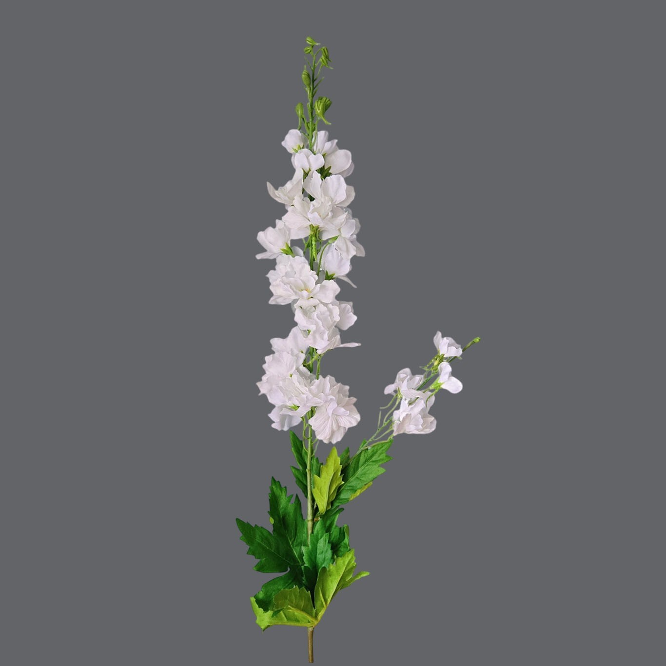 4Pcs White Delphinium Artificial Flowers, 33.46″ Real-Look Silk Stems for Decor.