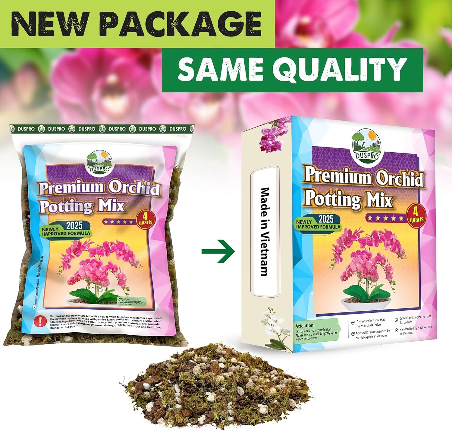 Specialized 4QT Orchid Repotting Soil – Ideal Mix for Thriving Roots and Blooms