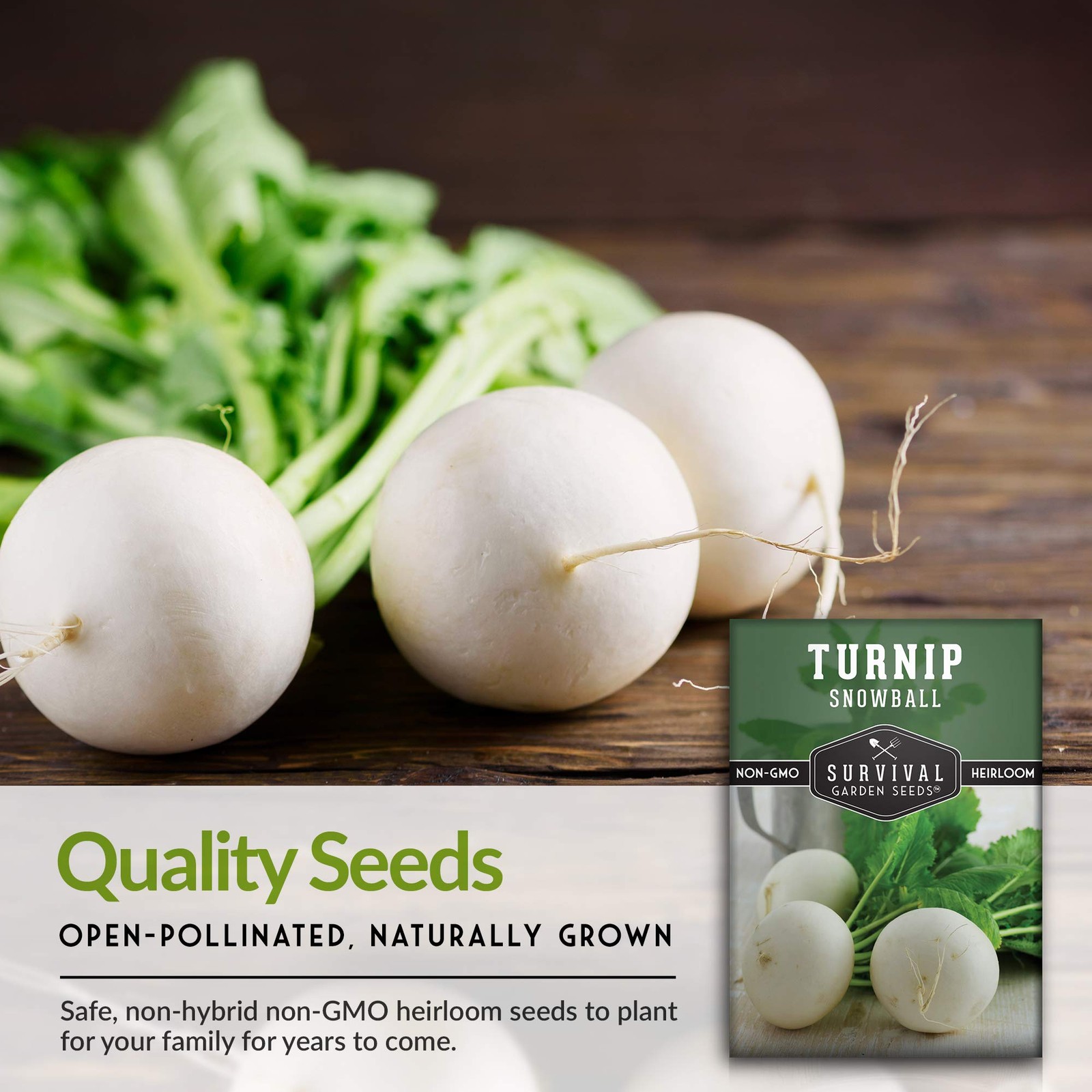 Heirloom Turnip Seeds Snowball White, NonGMO for Fall & Spring Gardens 3