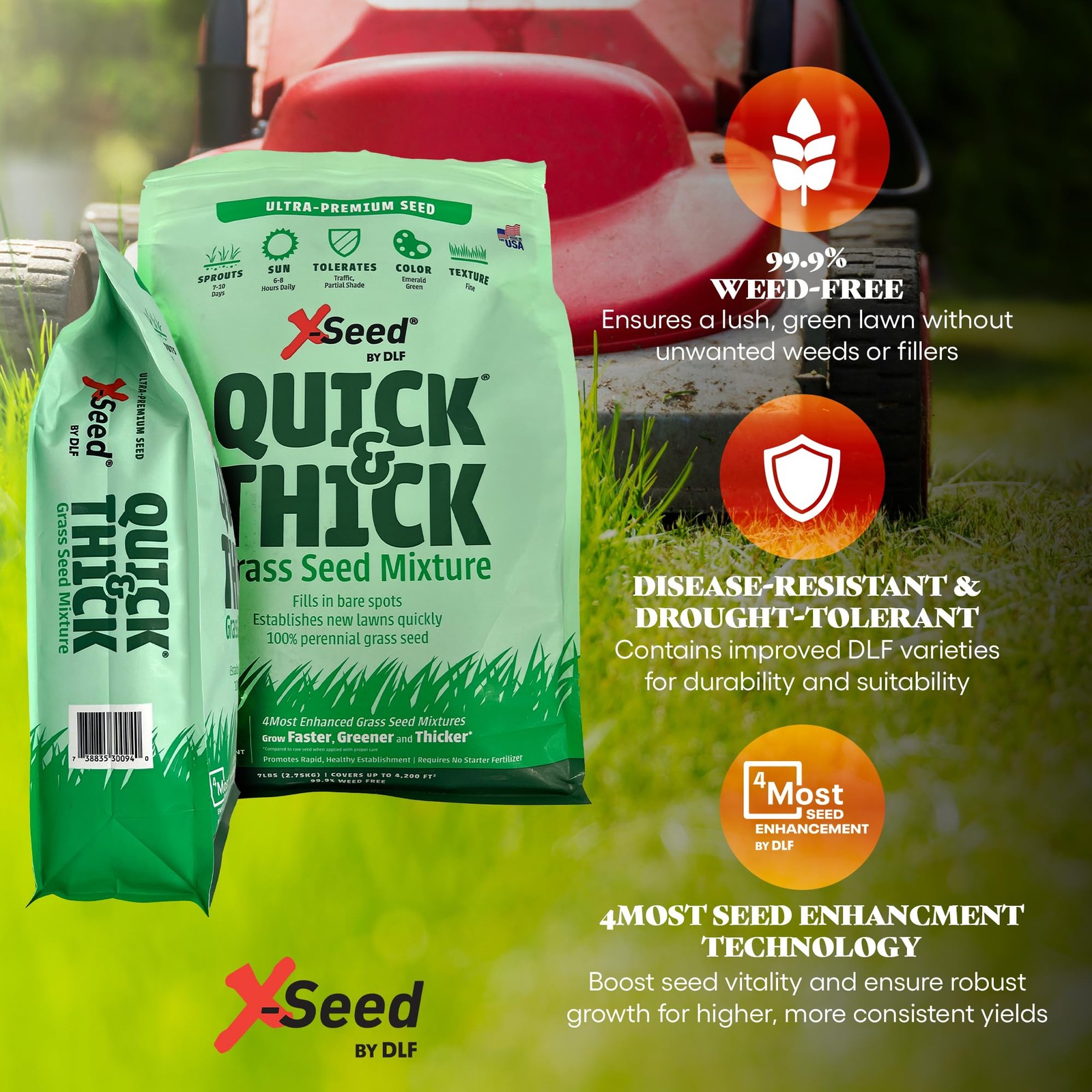 Ultra Premium Quick and Thick Lawn Seed Mixture – Rapid Germination for Any L…