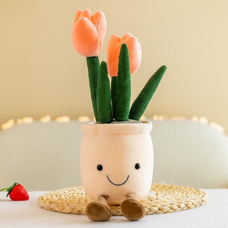 25-35cm Cartoon Plant Pot Series Plush Doll Succulent Tulip Lily Soft Toy Home
