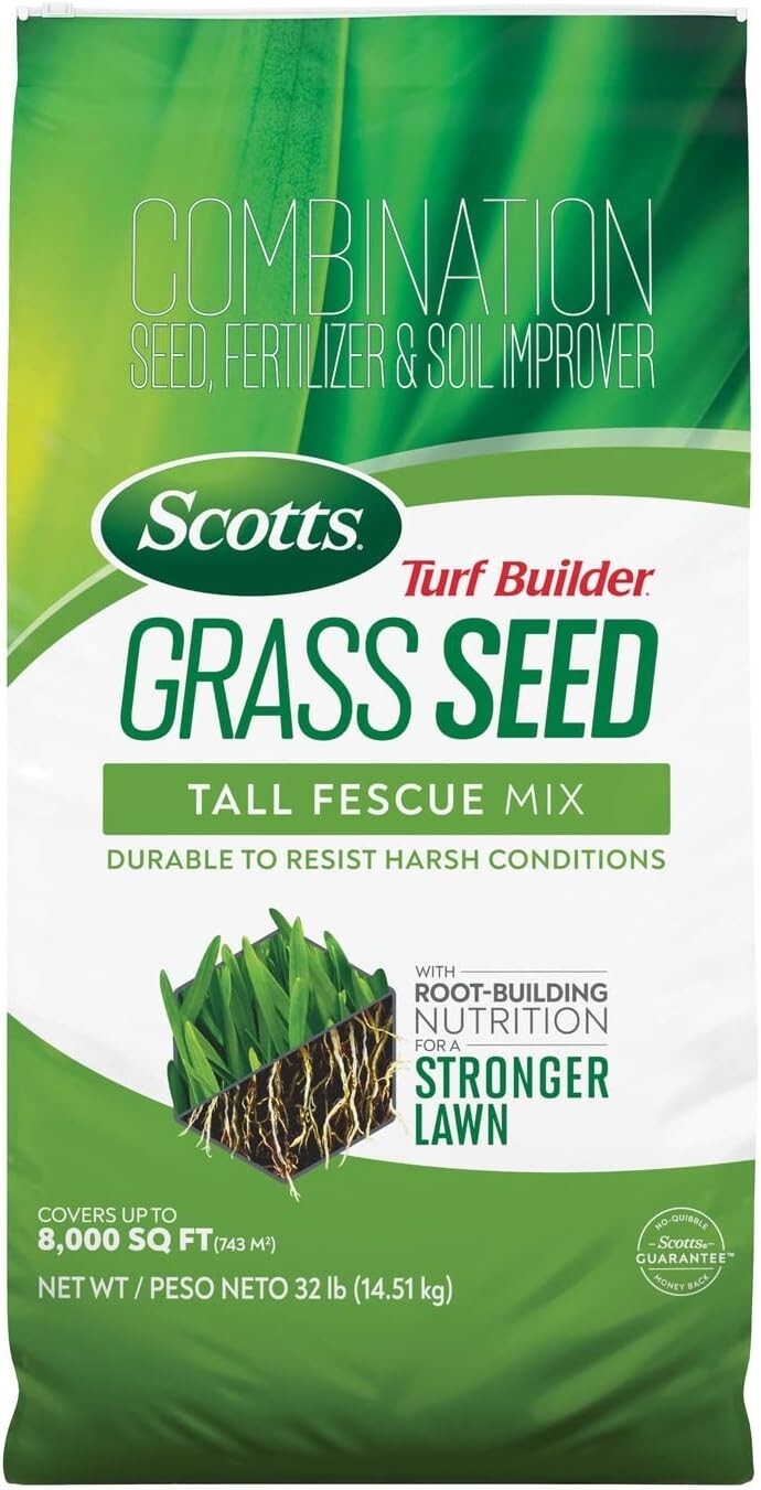 Turf Builder Grass Seed Tall Fescue Mix with Fertilizer and Soil Improver, Re…