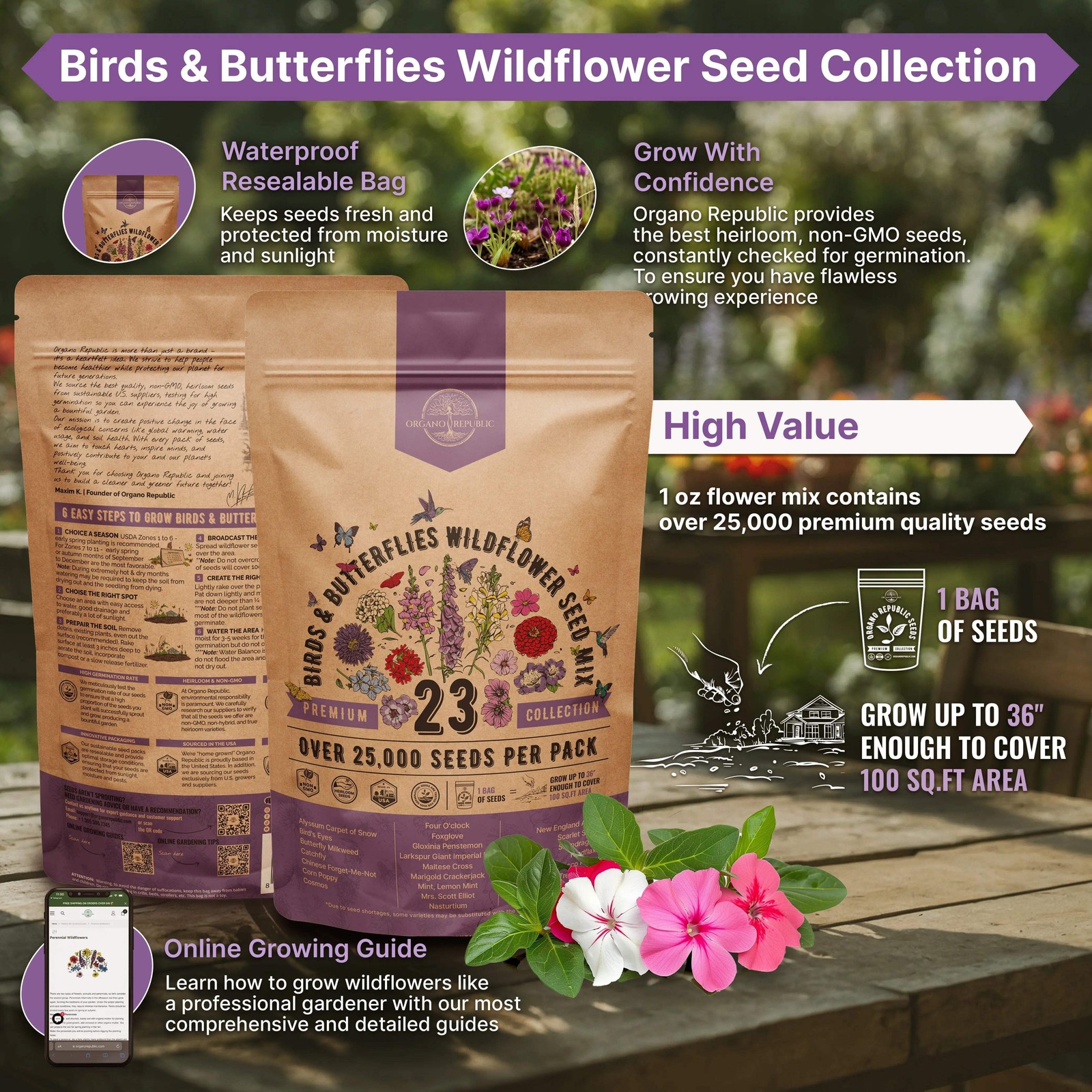23 Birds & Butterflies Wildflower Seeds Mix