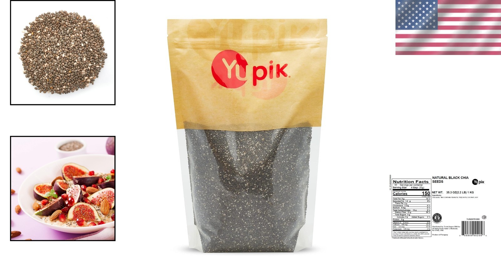 2.2 lb Yupik Black Chia Seeds: Nature’s Perfect Superfood for Puddings