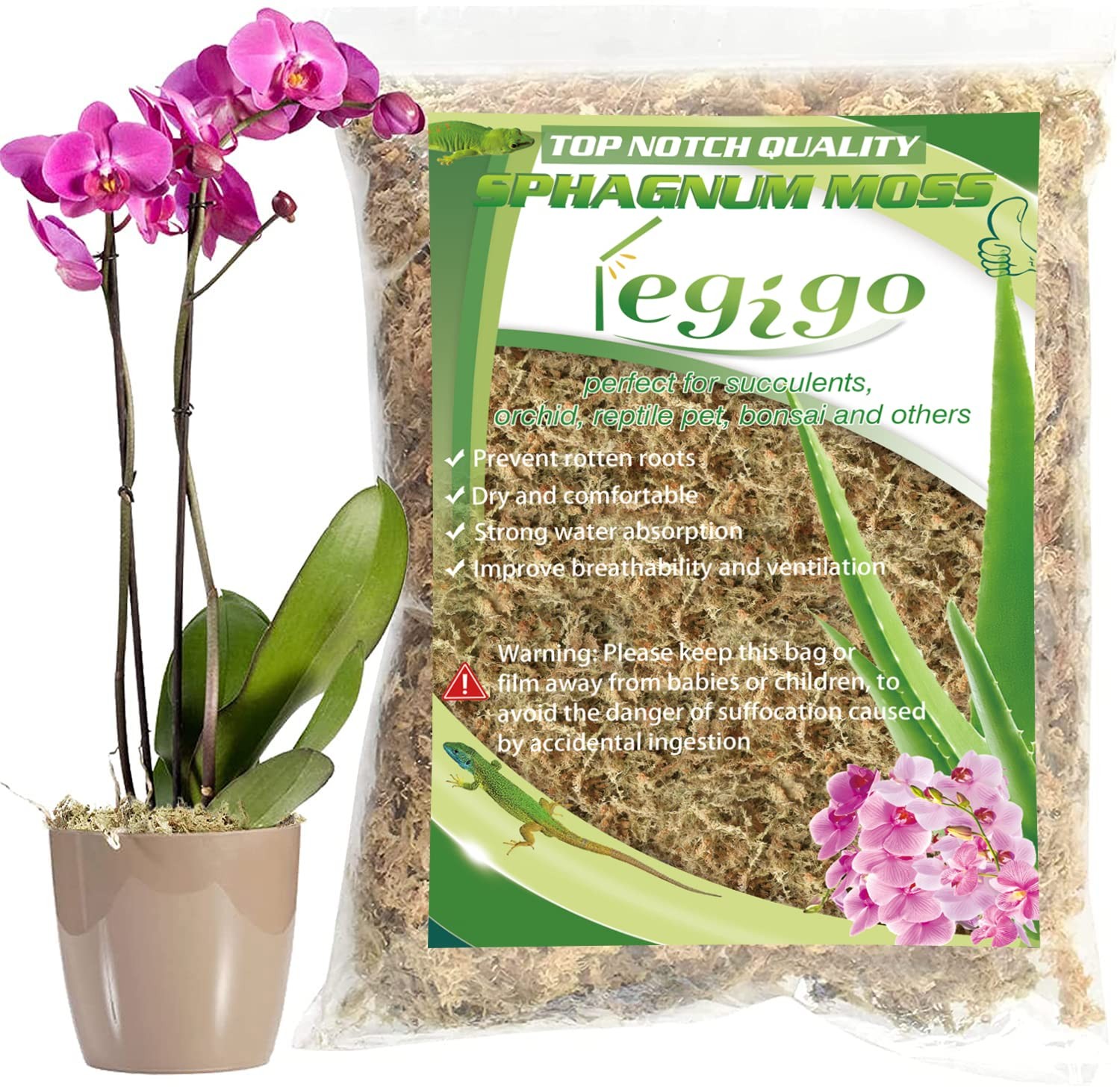 Legigo 3.5oz Premium Sphagnum Moss Potting Mix- 4 4 quarts, 4 QT(Appx.3.5oz)
