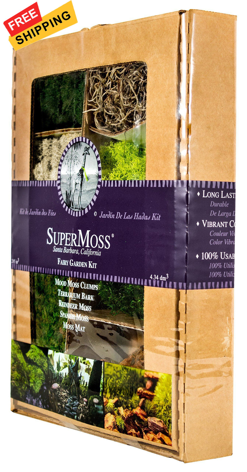 SuperMoss (50310) Fairy Garden Kit, Mixed Mosses, 4 120 cu in, Multicolor