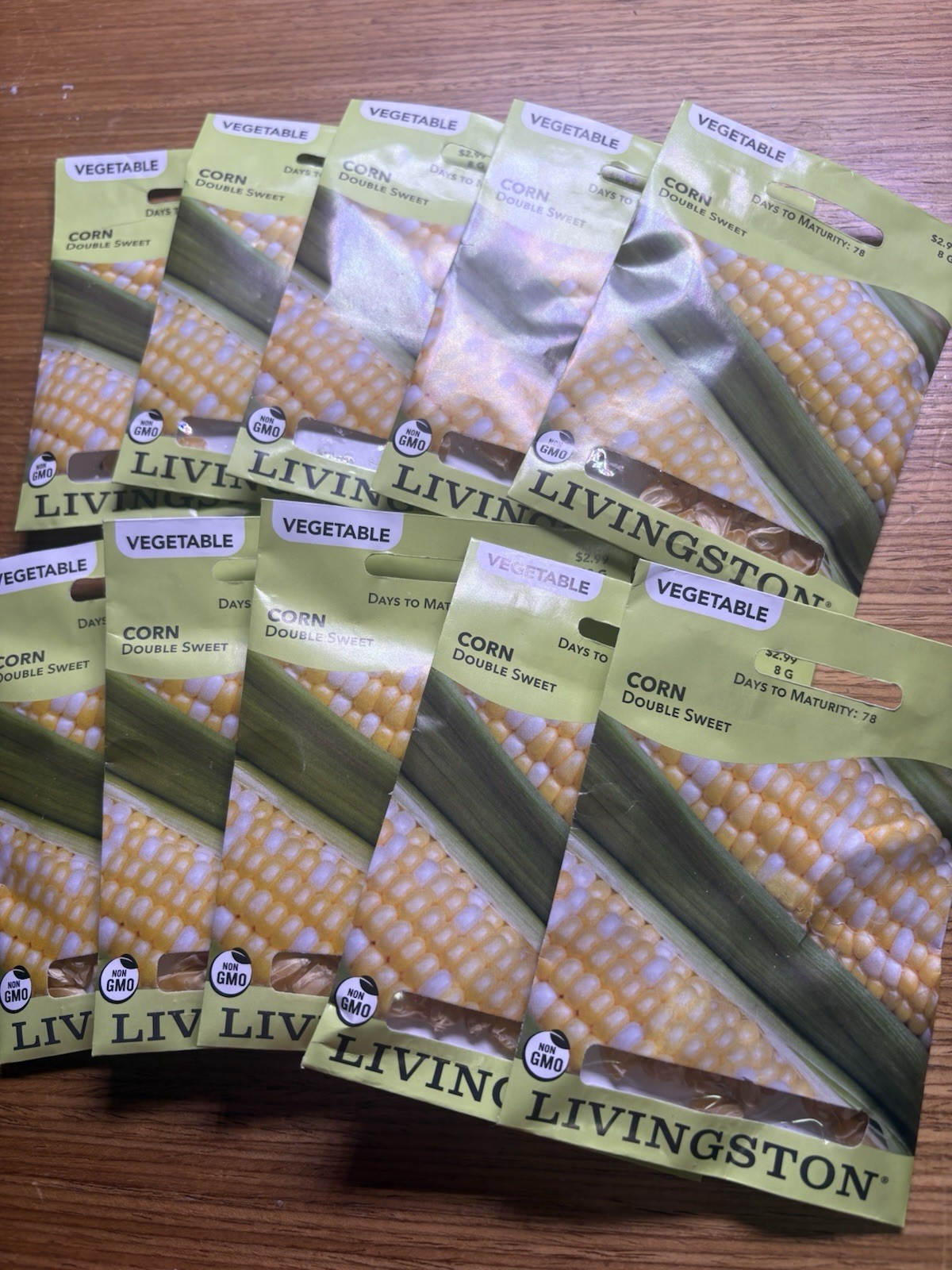10 PACK BUNDLE Livingston Seed Company Corn Double Sweet Non-GMO Vegetable Seeds