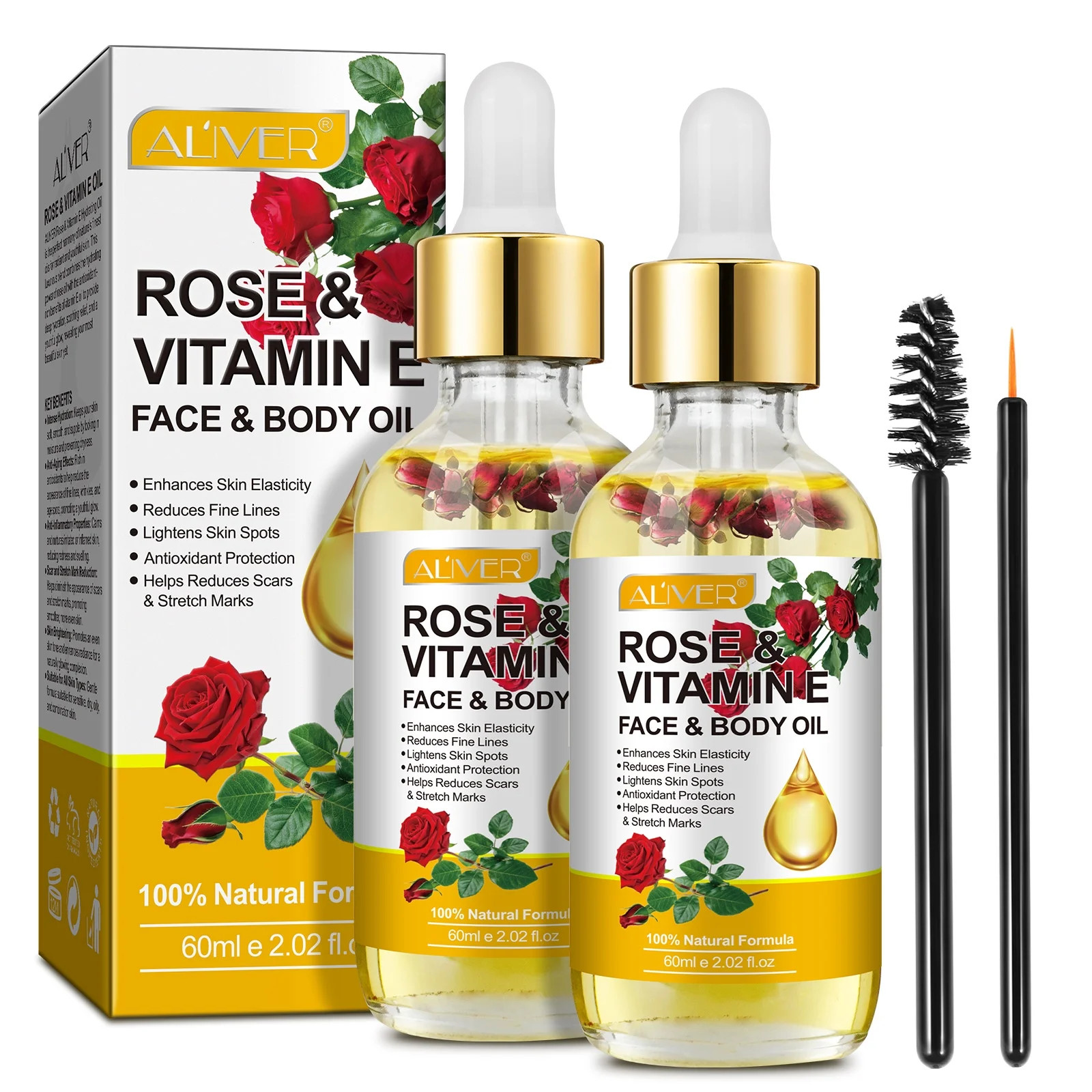 Rose & Vitamin E Hydrating Oil-Vitamin E Oil for Face & Body-Natural Formula,Int