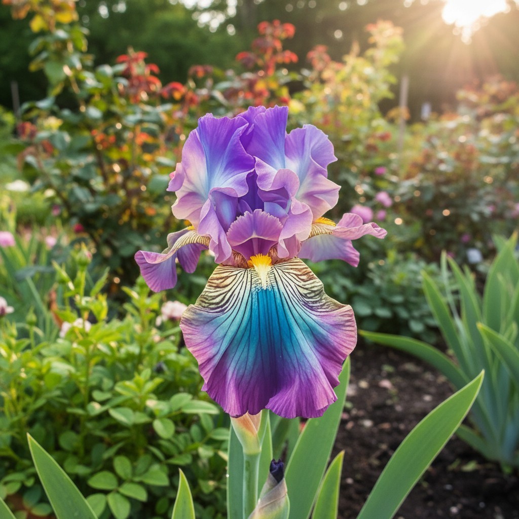 50 Bearded Iris Seeds – Purple Lavender and Blue Bicolor Blooms
