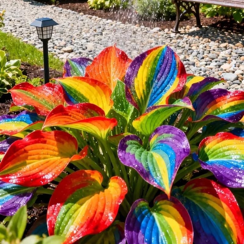 100PCS Rainbow Hosta Seeds – Colorful Perennial Shade Loving Foliage Plant Seeds