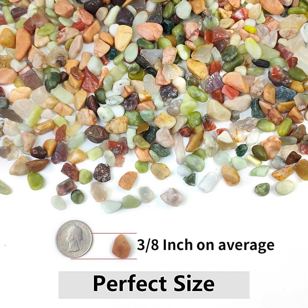 2LB Succulent and Cactus Colorful Pebbles, 3/8 Inch 2 Pounds,