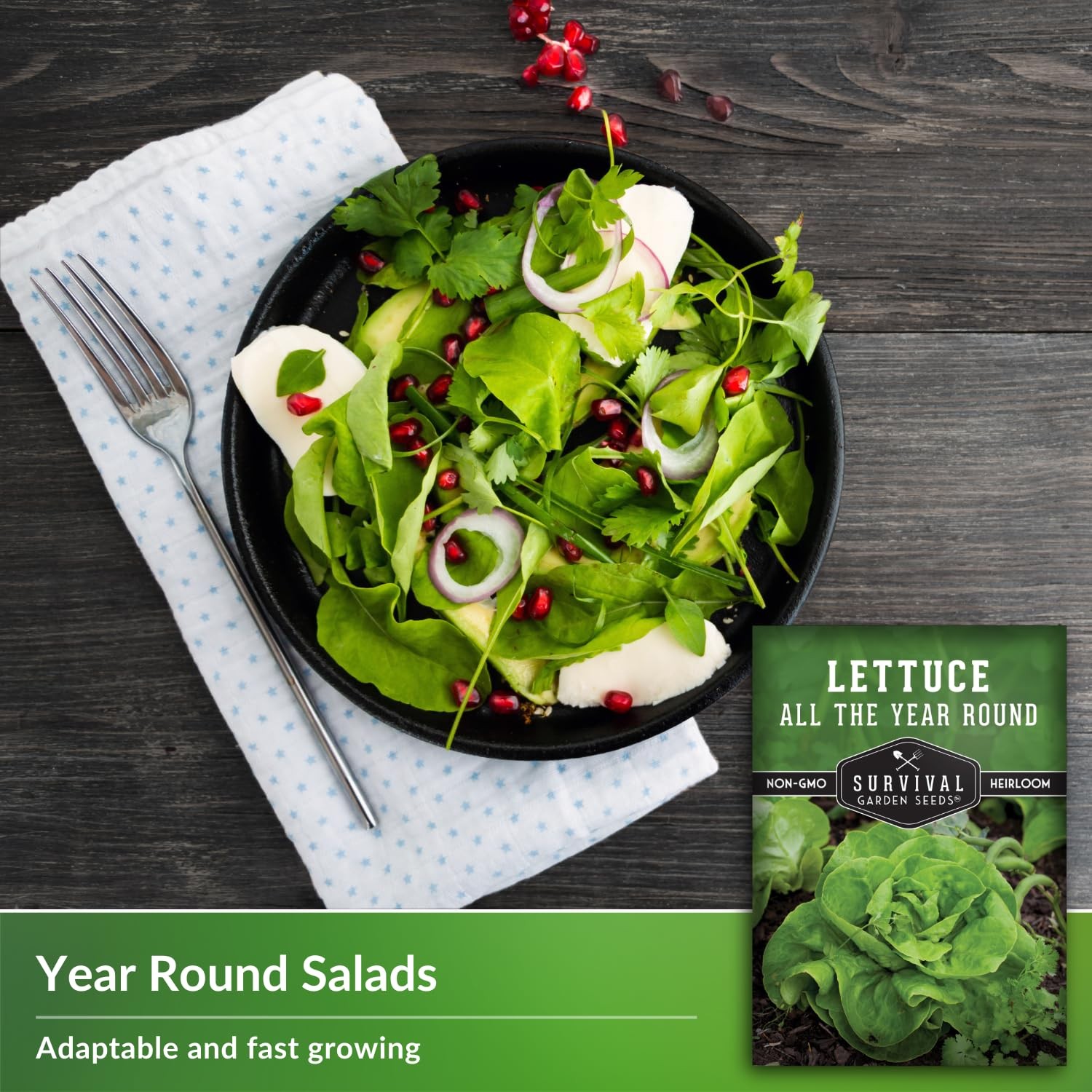 Year-Round Lettuce Seeds for Planting – Slow-Bolting Butterhead Variety (3