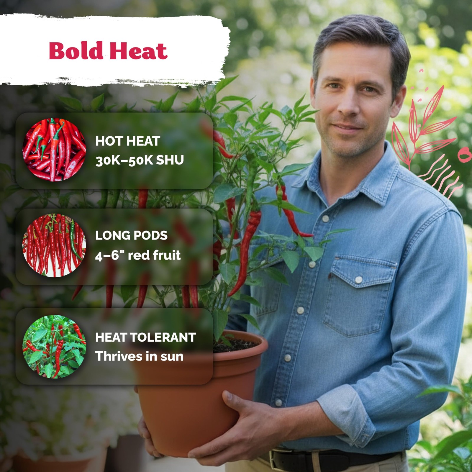 KVITER Cayenne Long Slim Hot Pepper Seeds 100