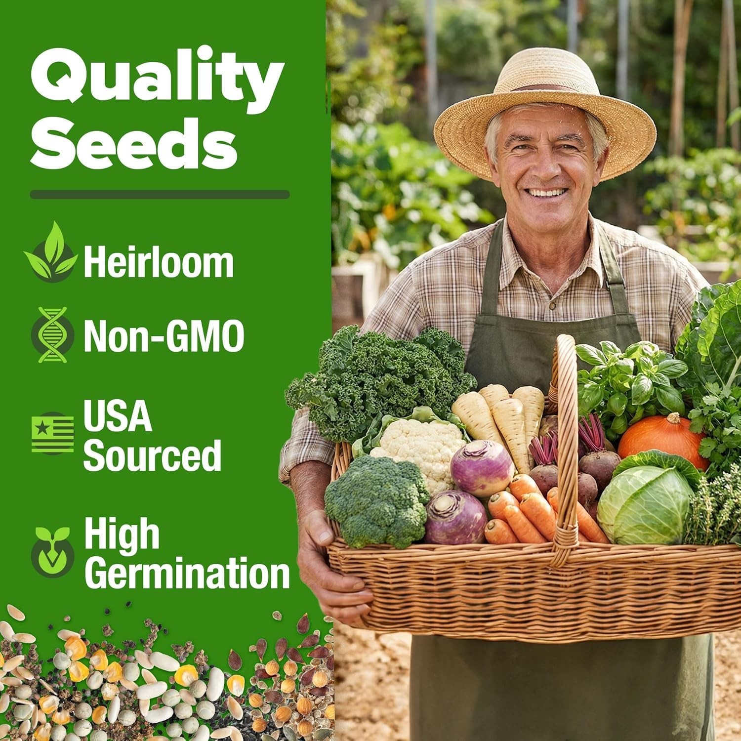 70 Variety Non-GMO Heirloom Seeds Garden Kit – Perfect Indoor & Outdoor Gift