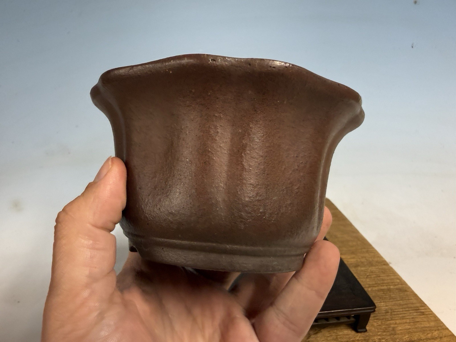 Unglazed Bonsai Tree Tokoname Pot Yamaaki Kiln 5 1/4 By 3” Shohin Semi Cascade