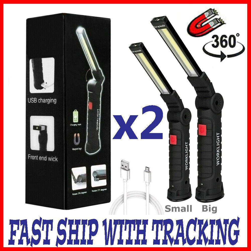 Rechargeable LED COB Work Light Mechanic Flashlight Lamp Magnetic Base Bright