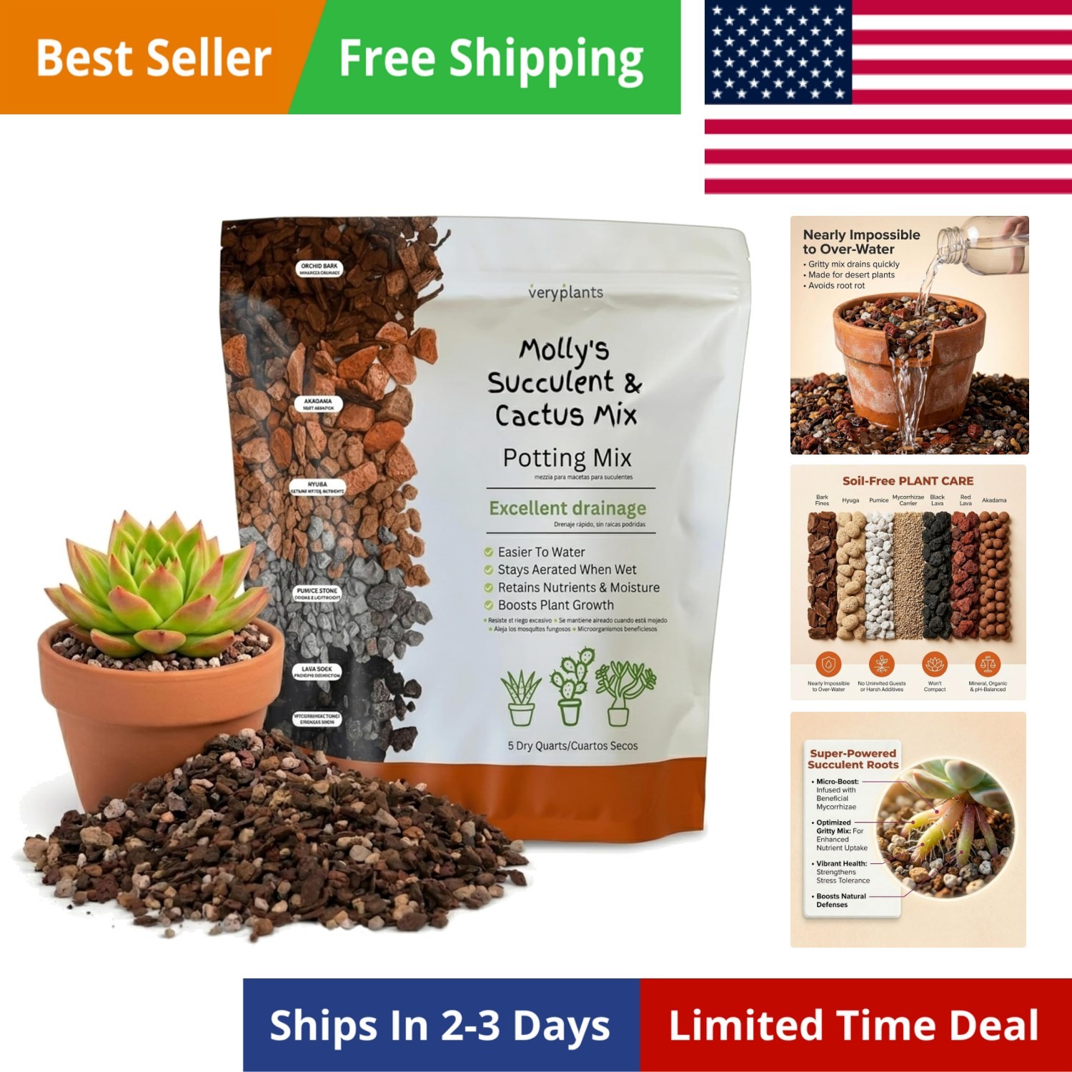 Molly’s Succulent Mix – Gritty Soilless Potting Mix for Succulents, Cactus a…
