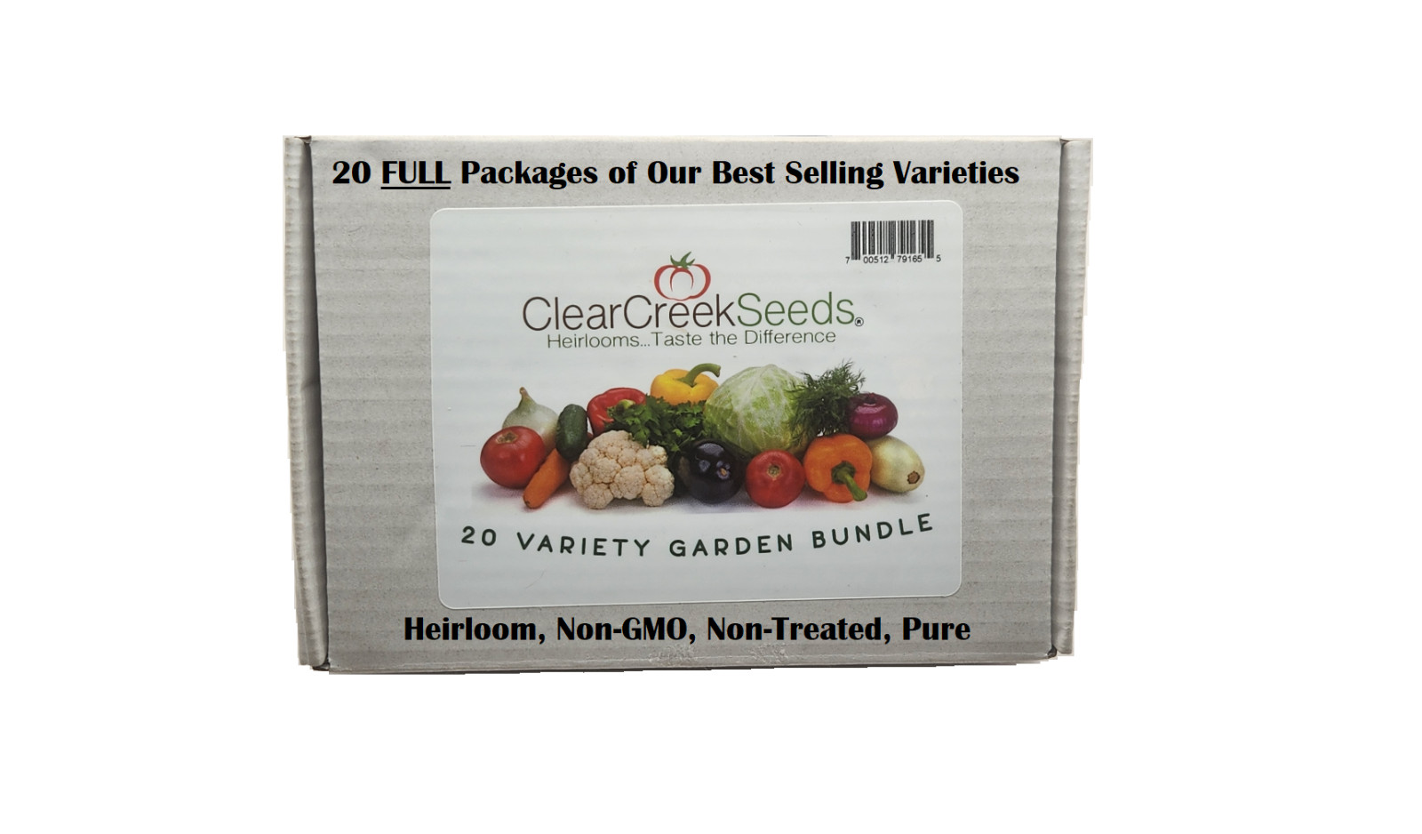 Heirloom Garden Vegetable Seed Bundle, 20 Regular Pkgs, Non-GMO, Survival Food