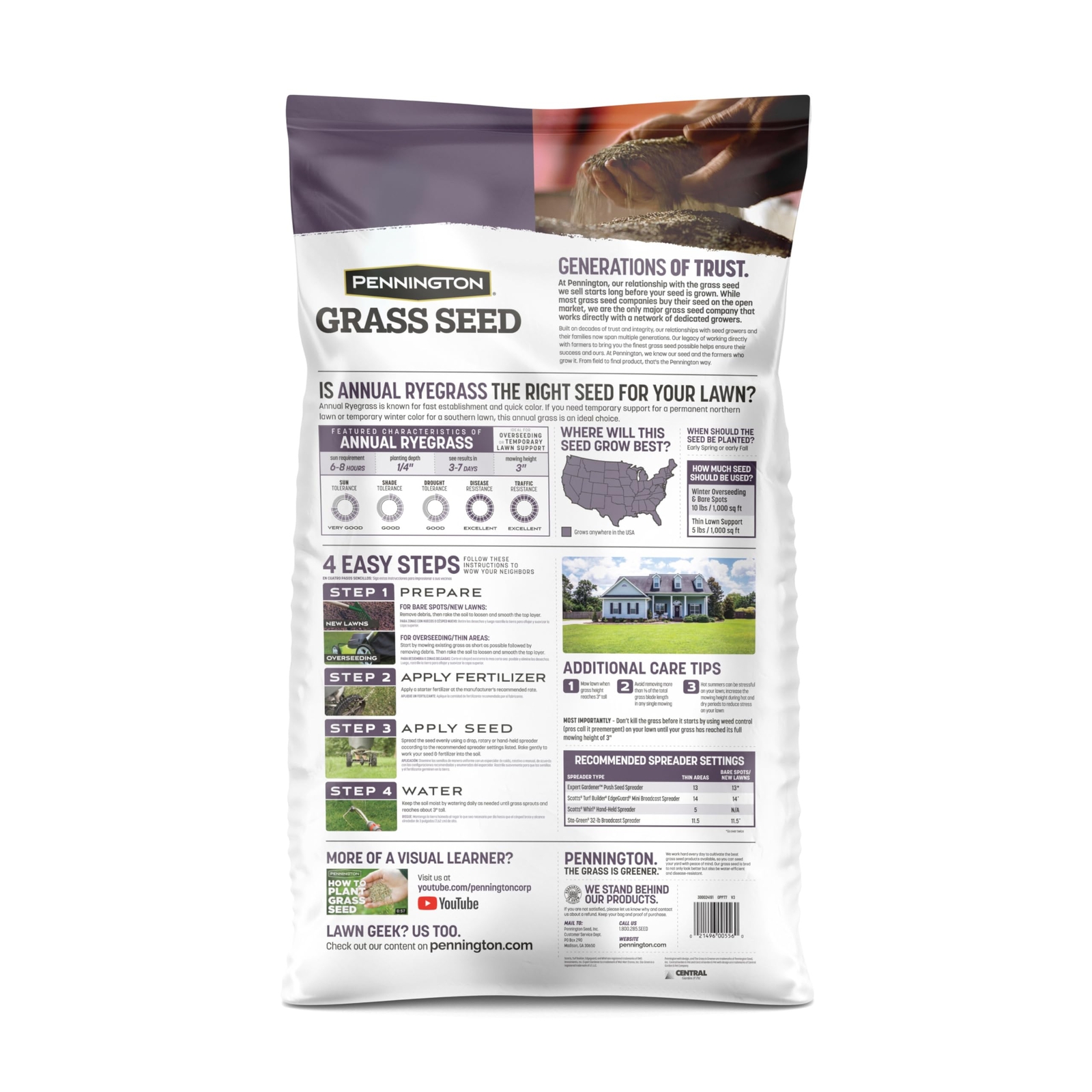 Pennington Annual Ryegrass 25 lb Bag for Overseeding Warm Season Grasses