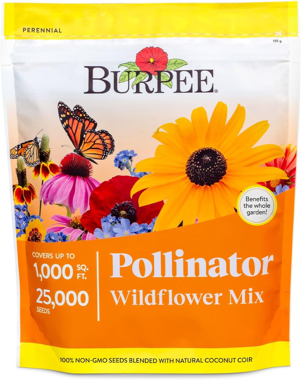 Wildflower 25,000 Bulk, 1 Bag, 18 Varieties of Non-Gmo Flower Seeds Pollinator G