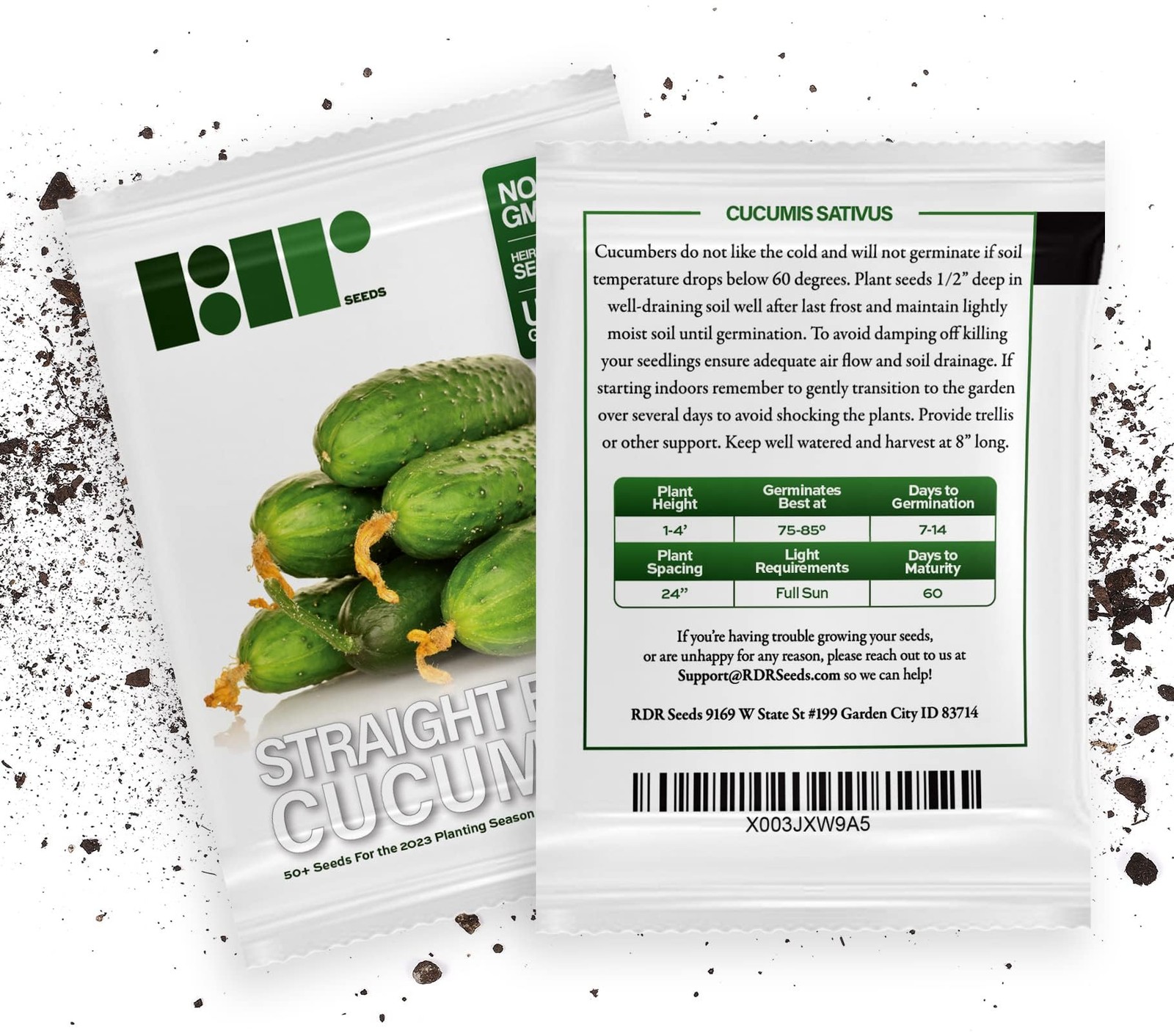 50 Straight Eight Cucumber Seeds – Heirloom Non-GMO USA Grown Vegetable Green