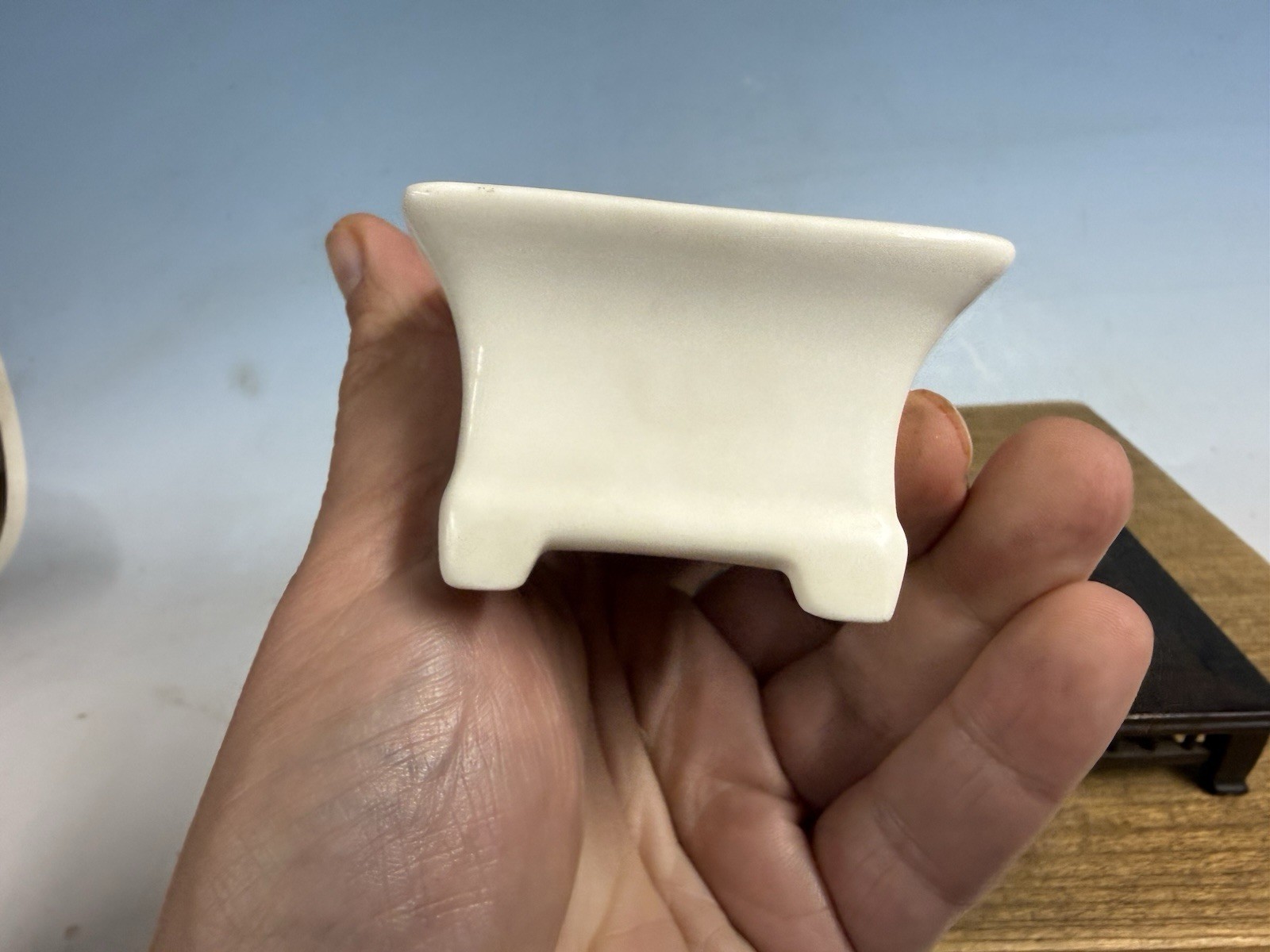 Japanese Unknown Maker Shohin Bonsai Tree Pot 4” White Porcelain