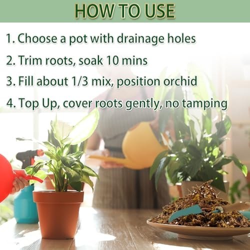 Orchid Potting Mix 4 Quarts – Premium Soil Blend with Pine Bark, Perlite & Coco