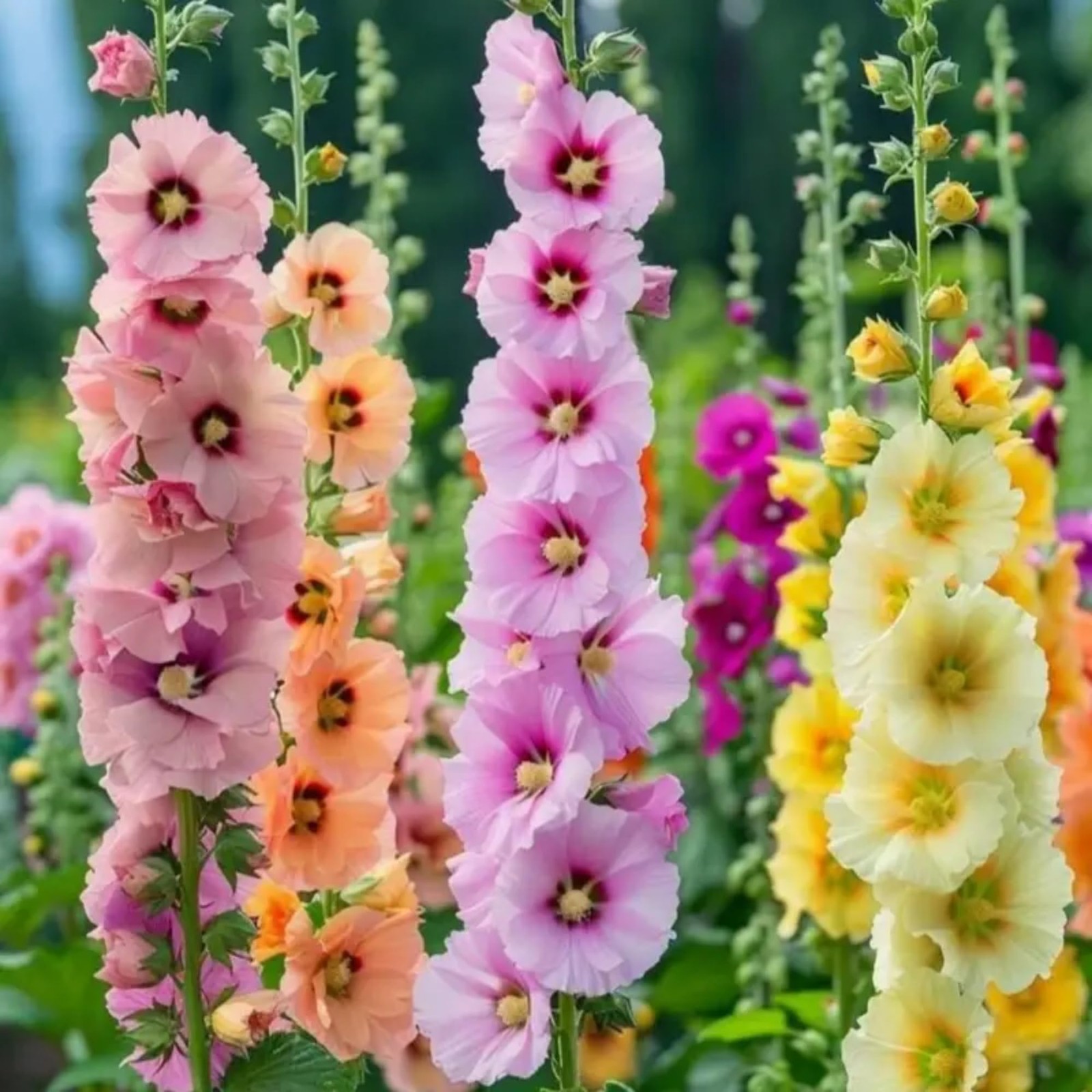 300+ Double Hollyhock Seeds for Planting – Giant Mixed