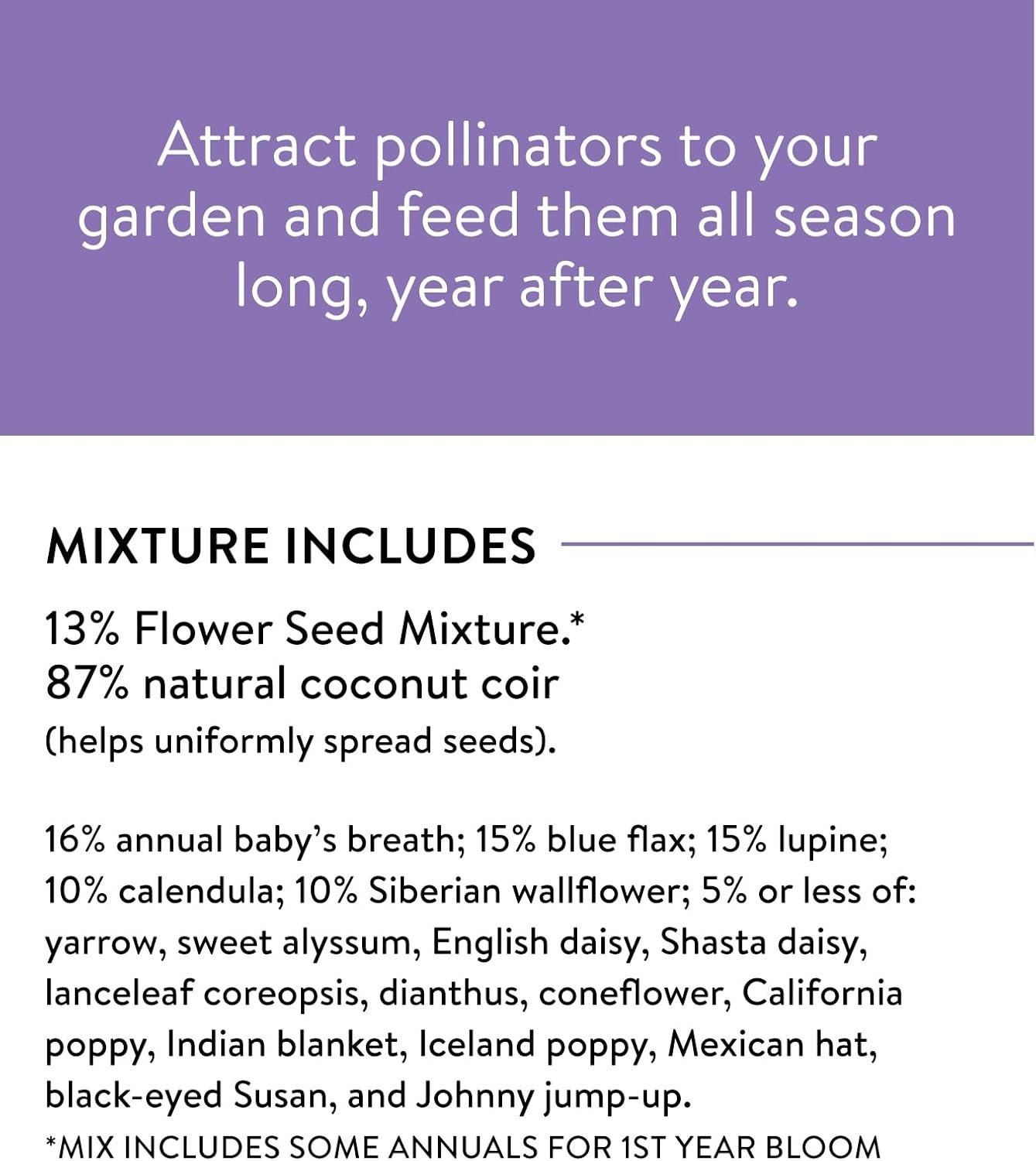 Heirloom Wildflowers Mix – 25,000 Non-GMO Seeds for Pollinators | Spring to Fall