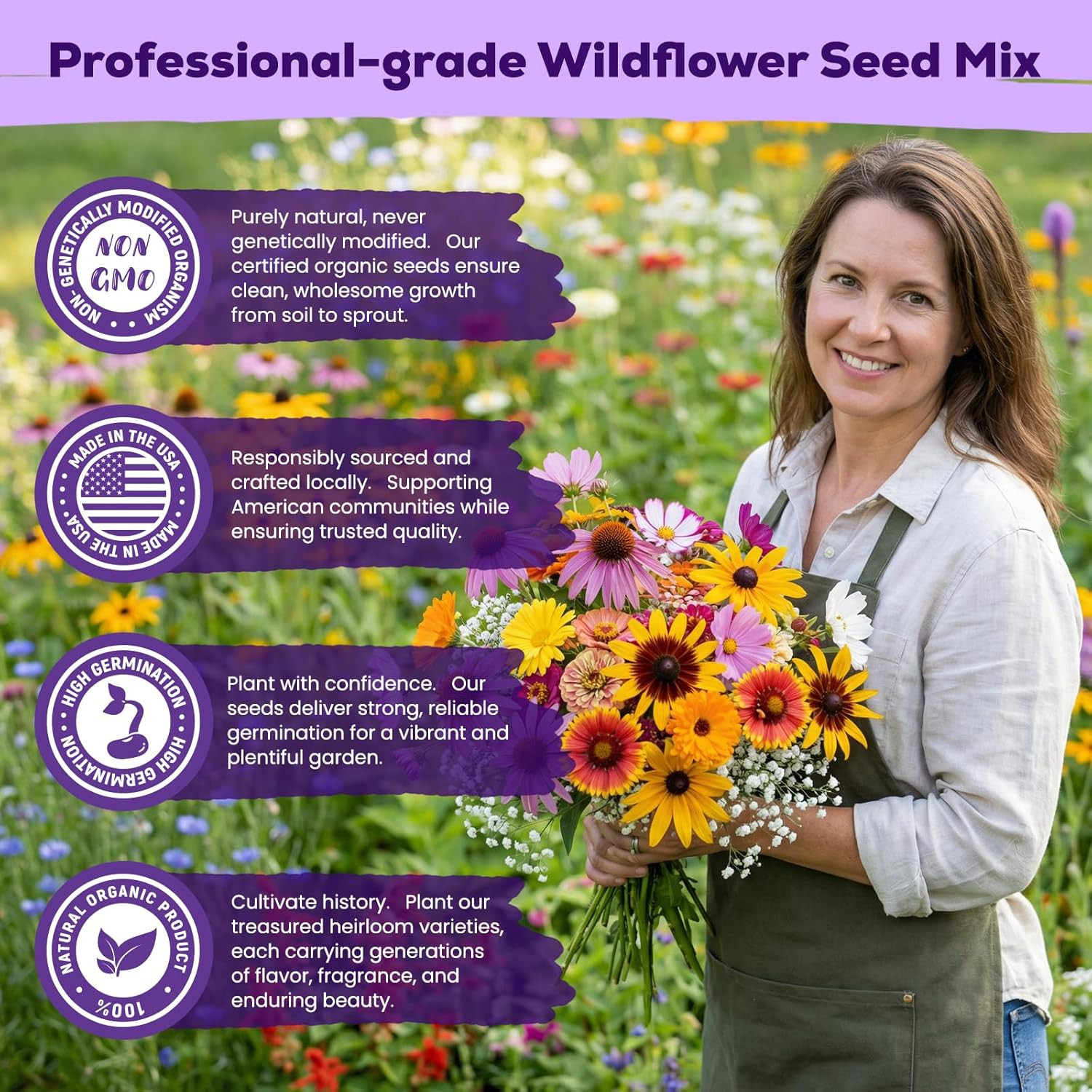 200,000+ Wildflower Seeds Bulk (4oz) – 16 Varieties Perennial & Annual Mix, Attr