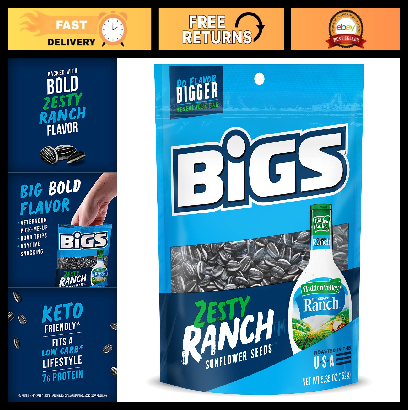 Zesty Ranch Sunflower Seeds – Perfect Easter Basket Stuffer, 5.35 oz, Pack of 12