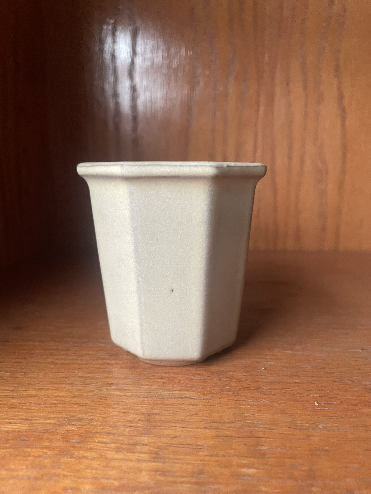 Japanese Glazed Cascade Bonsai Pot Mame Shito 3”x2.5”x2.5” Beige Kyohdoh