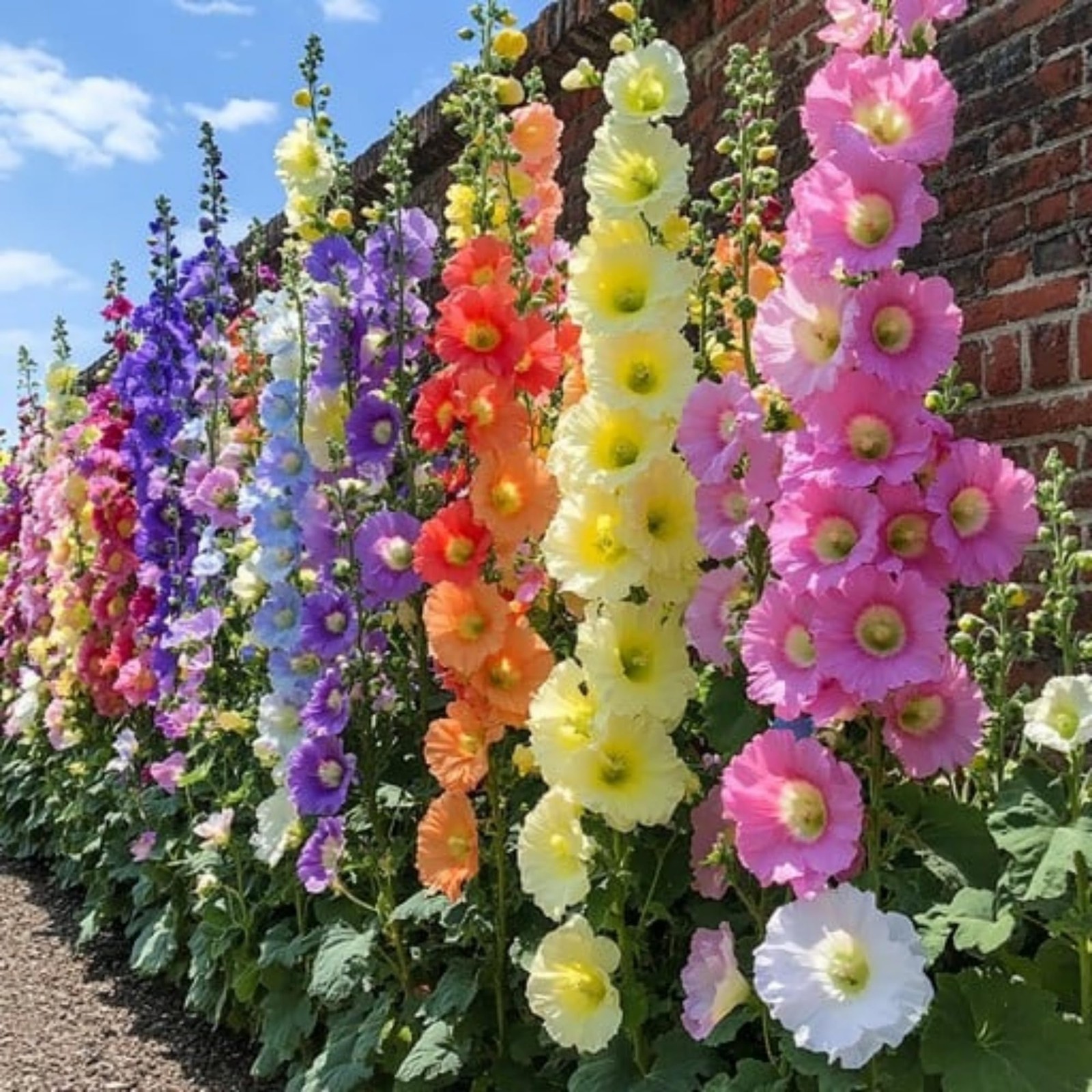 300+ Double Hollyhock Seeds for Planting – Giant Mixed Hollyhock Flowers Seed Pe