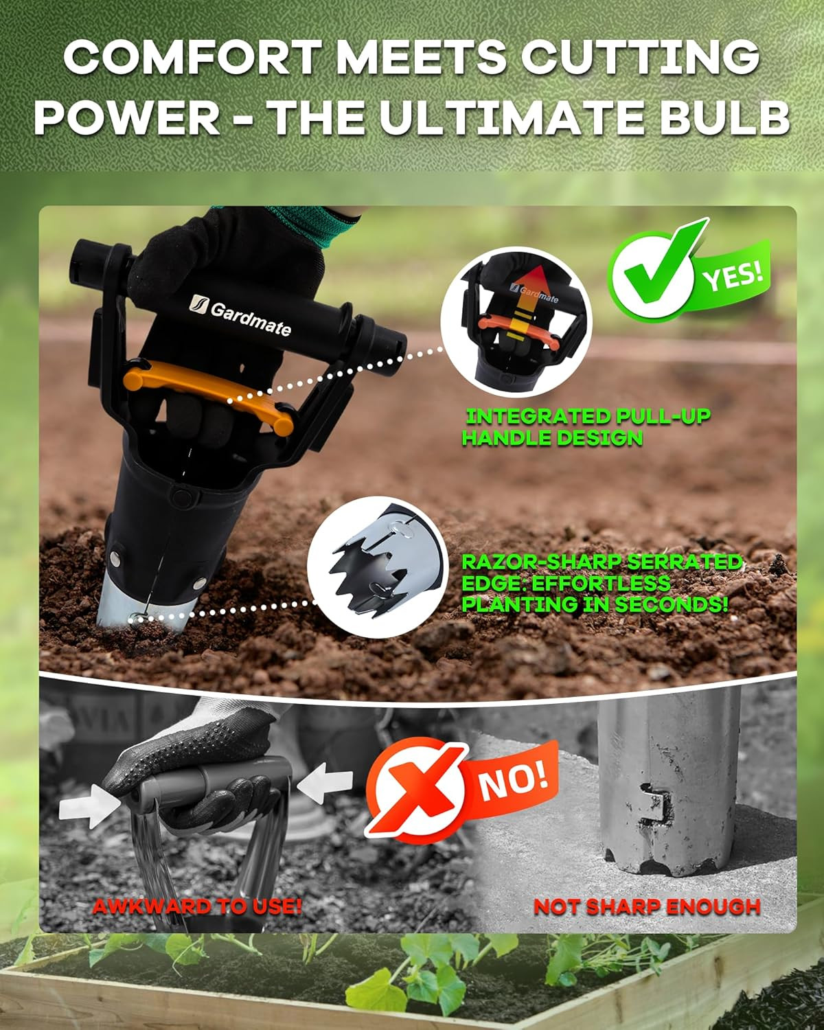 Bulb Planter Tool – One-Touch Automatic Bulb Planter for Bulbs, Seeds & Seedling