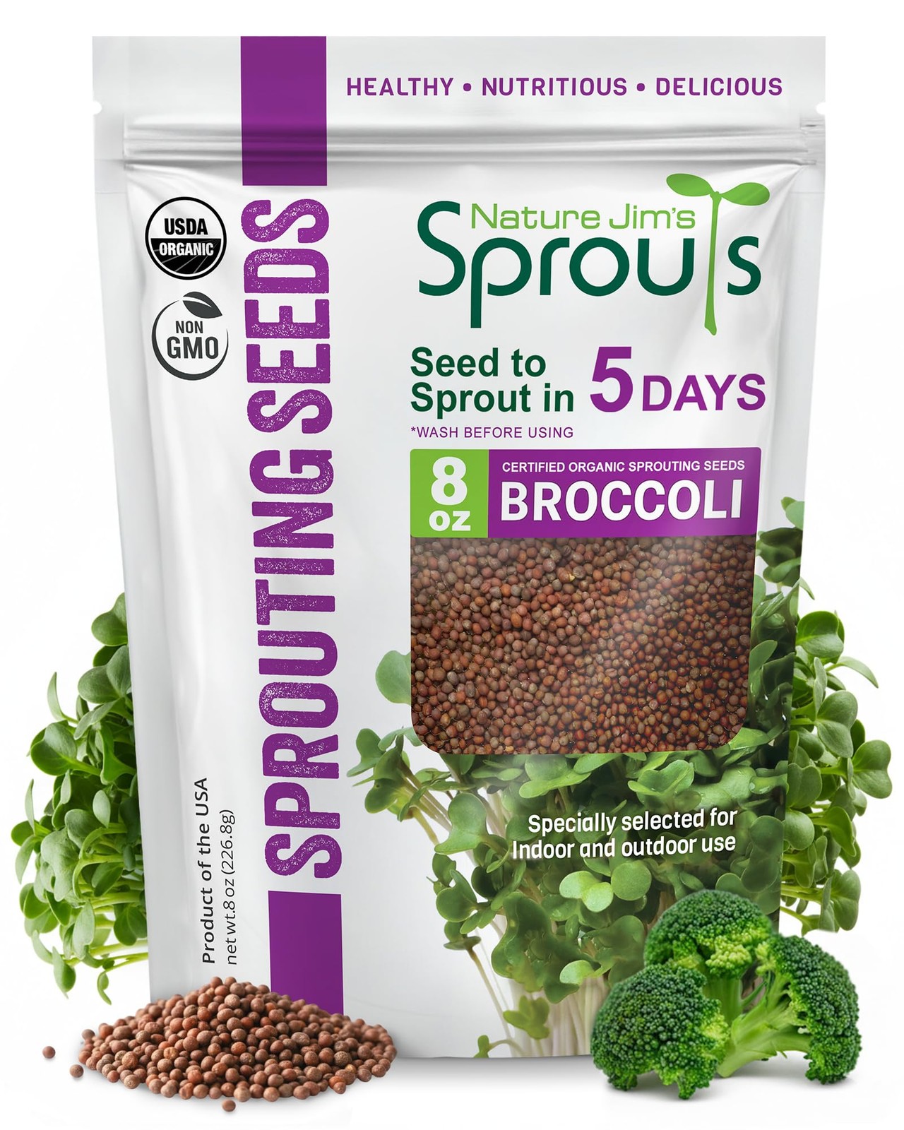 Nature Jim’s Organic Broccoli Sprouting Seeds – NonGMO, Rich in Sulforaphane,…