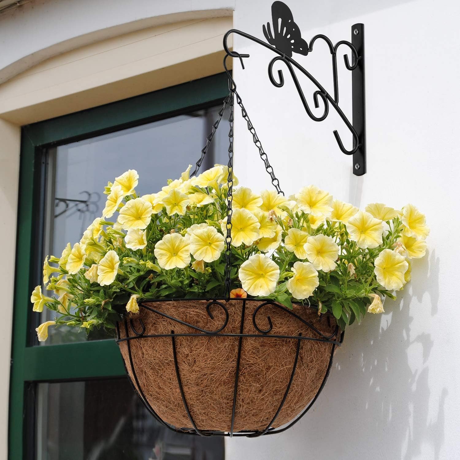 2 Pack Hanging Plant Hanger Outdoor 11 Inch Metal Hanging Brackets Fence Wall Ho