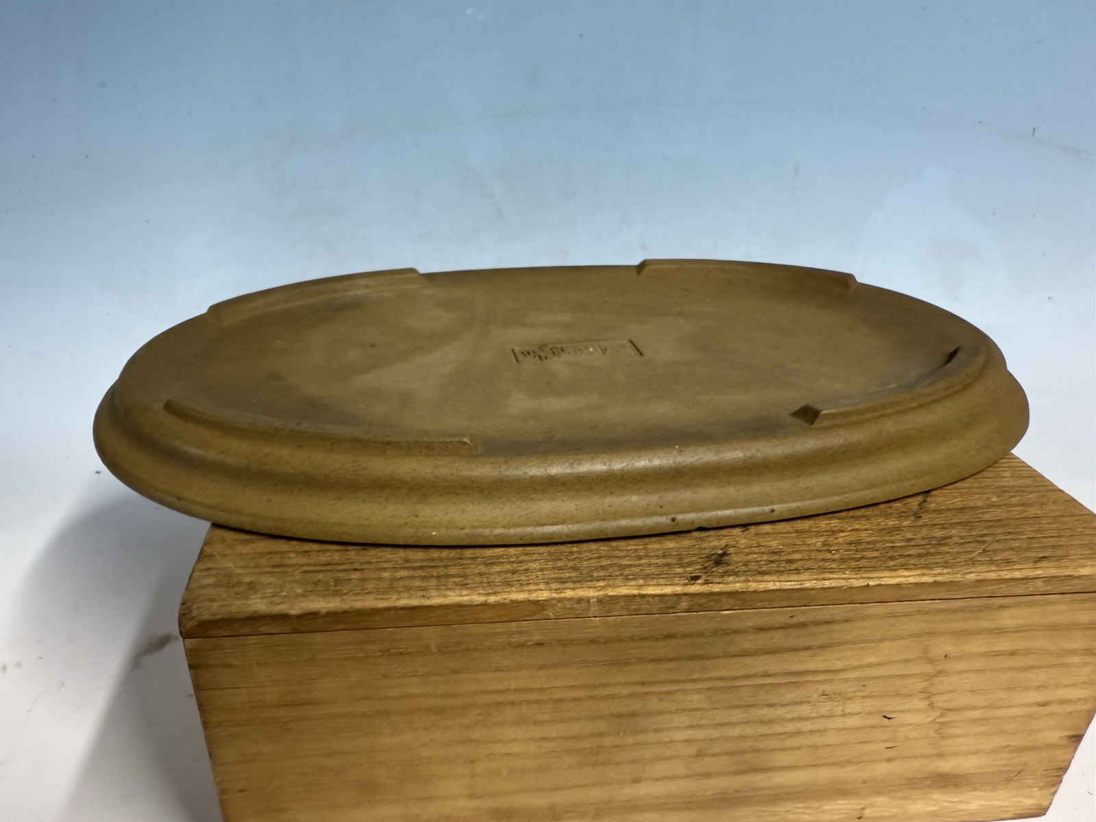 Green Blue Suiban For Suiseki Bonsai Tree Pot 14 1/4” By Maruhei Rare One!