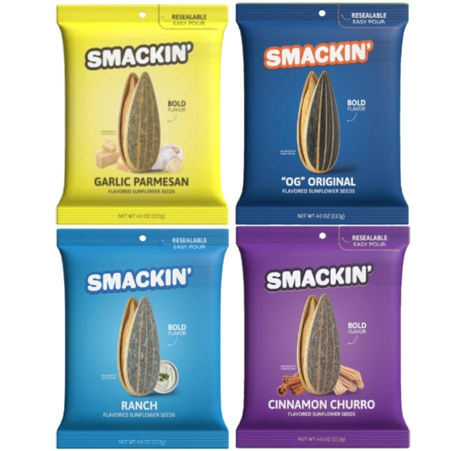 Smacck’n Sunflower Seeds Variety Pack – Garlic Parm, Original, Ranch, Churro (4)