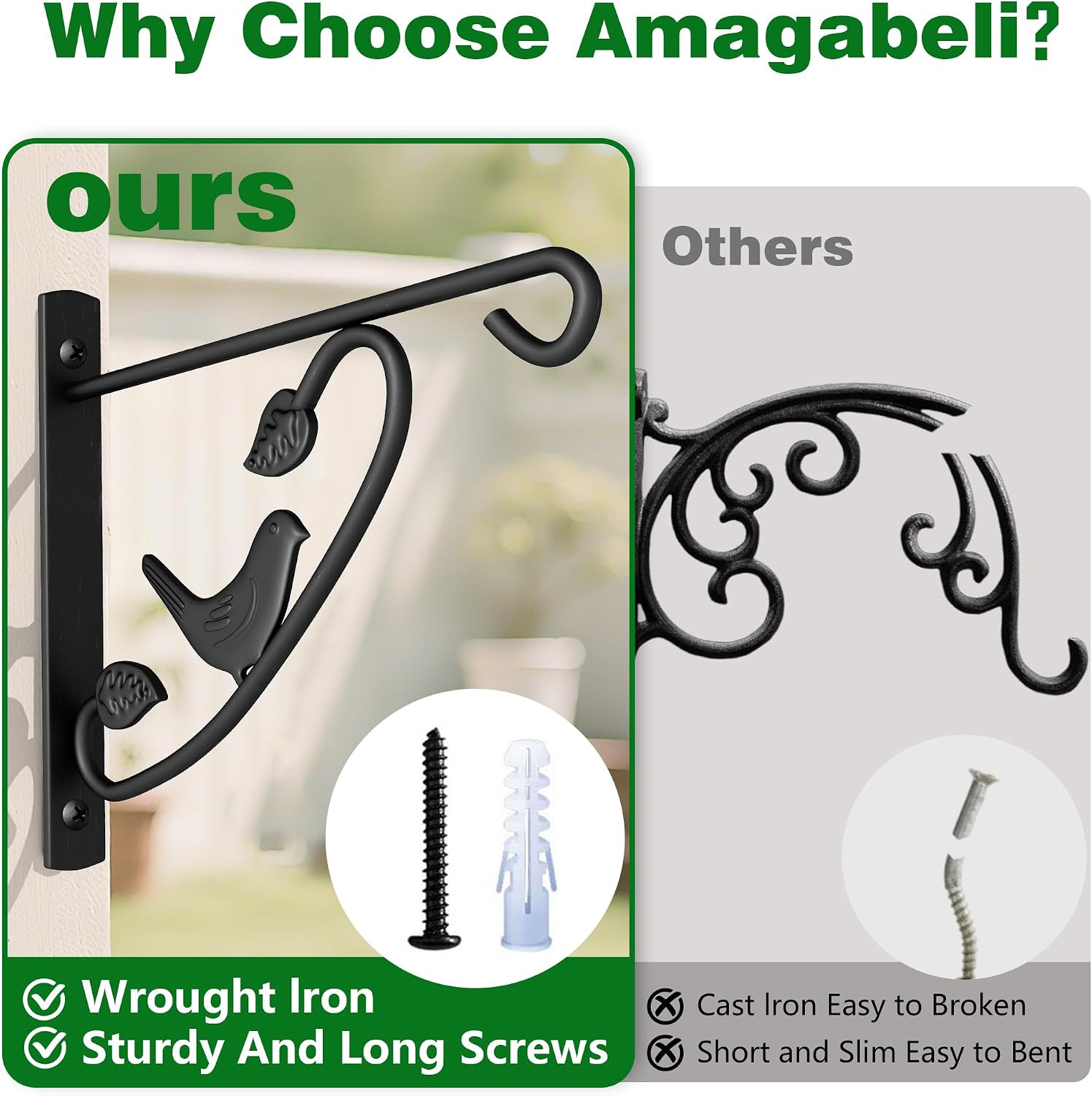 4 Pack Hanging Plant Brackets Outdoor 12 Inch Metal Fence Wall Plant Hanger Hook