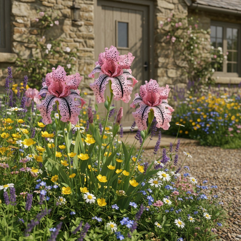 50 Bearded Iris Seeds – Pink Petals with Black Speckles