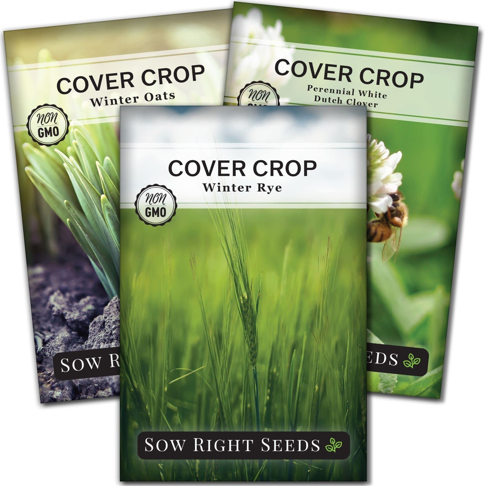 Cover Crop Seeds for Planting – Winter Rye, Dutch Clover & Oats – Non-GMO