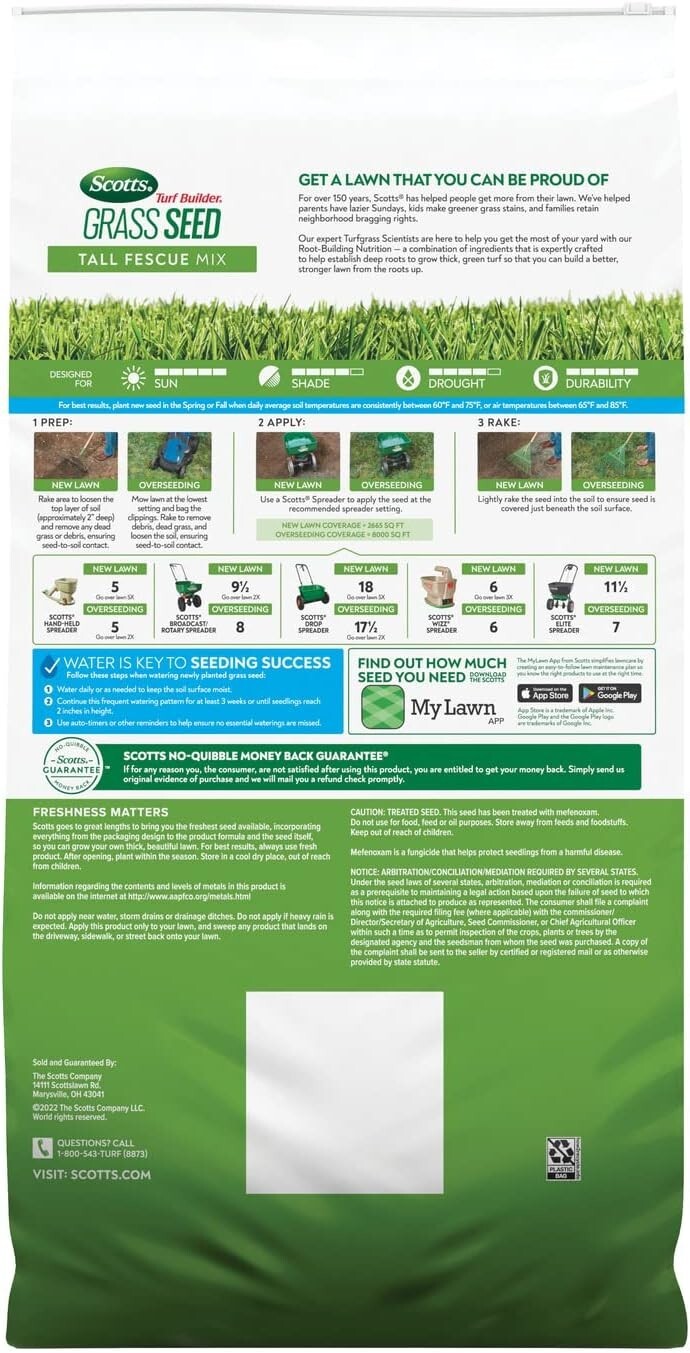 Turf Builder Grass Seed Tall Fescue Mix with Fertilizer and Soil Improver, Re…